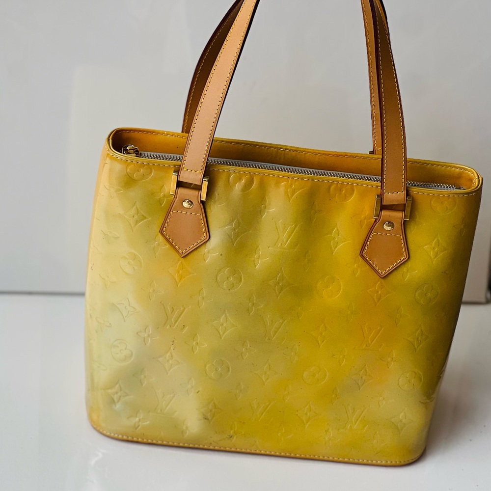 Louis Vuitton Houston yellow Vernis Shoulder Tote Bag